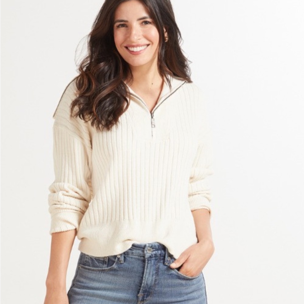 NWT Evereve 525 Quarter Zip Pullover: Cream M